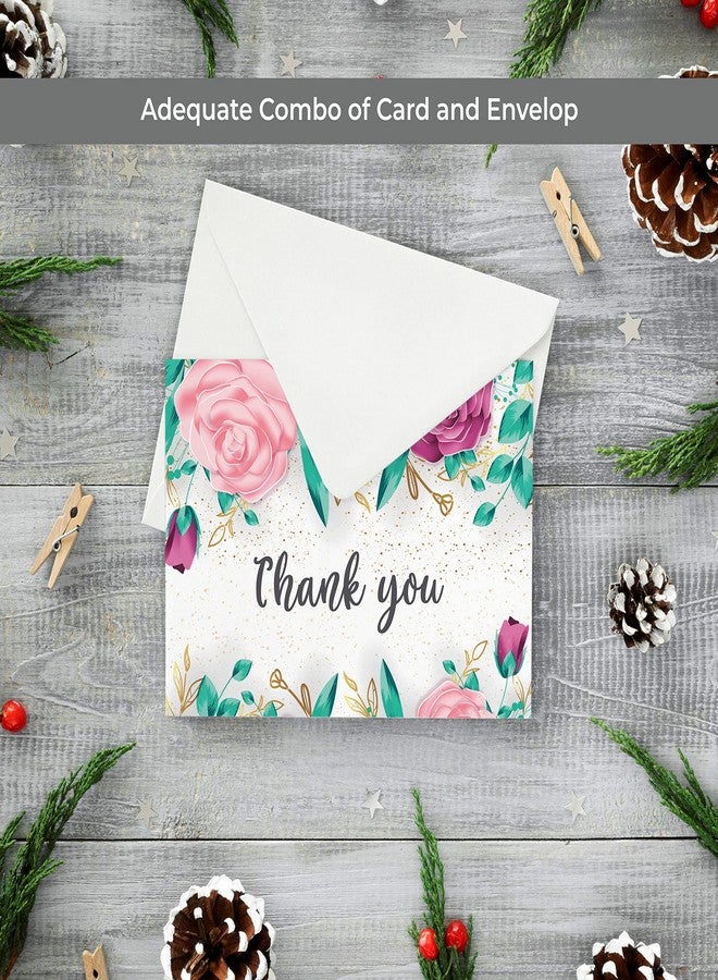 Rousrie ( Pack of 24 Blank Thank You Cards With Envelopes (Size - 6 Inches × 4 inches) For Return Gifts, Wedding, Colleagues, Notecards, Greeting Cards (Design 4) - Image 4